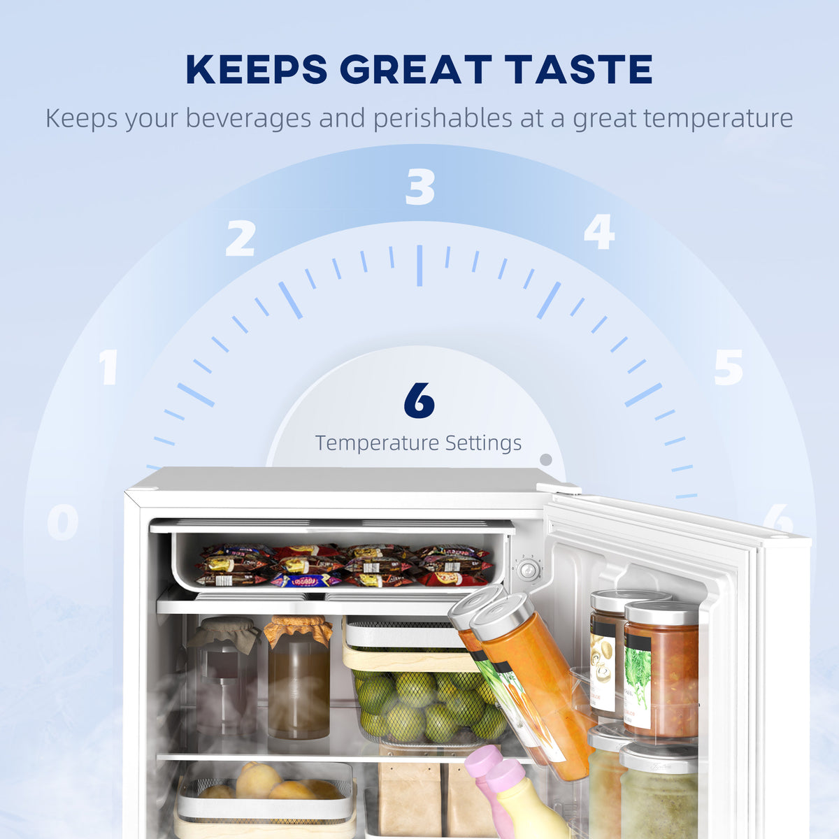 4.5 Cu Ft Mini Fridge with Freezer, Wheels, Single Door Refrigerator, Adjustable Thermostat, Reversible Door, White