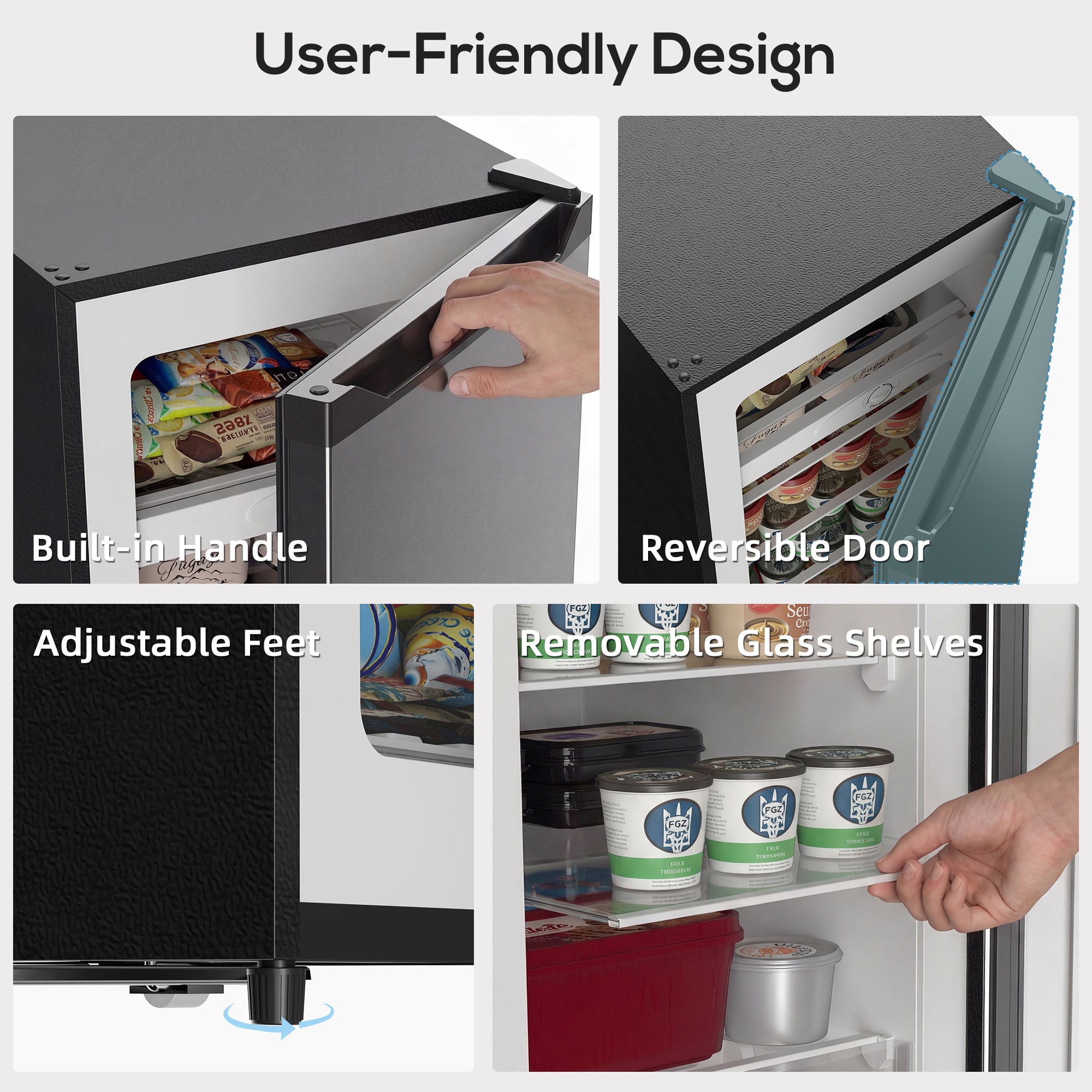 7.0 Cu.Ft Upright Freezer, Compact Stand Up Freezer with 6 Adjustable Shelves, Reversible Door for Home Office, Silver