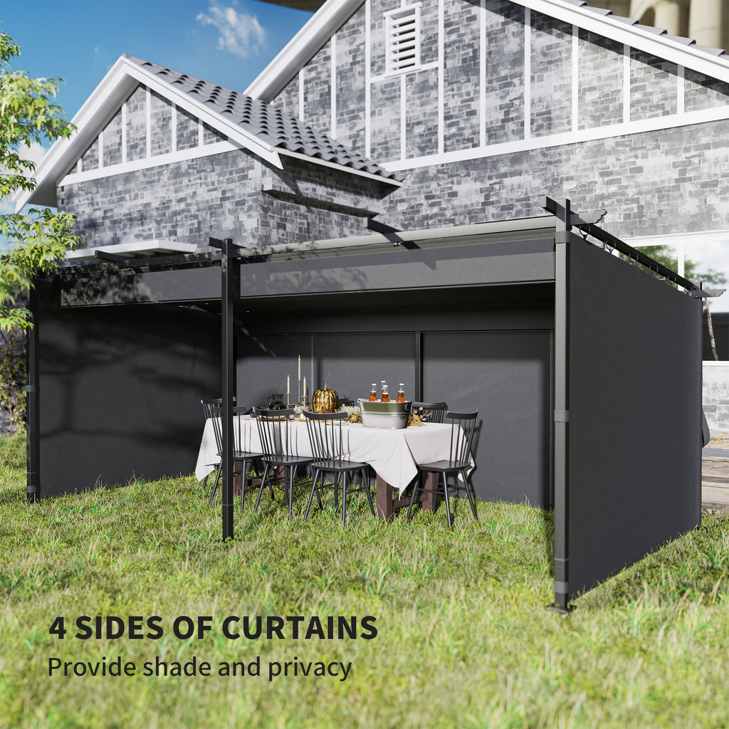 10' x 20' Metal Retractable Pergola Canopy with Sidewalls, Outdoor Gazebo UPF30+ Sun Shade Shelter for Garden, Deck