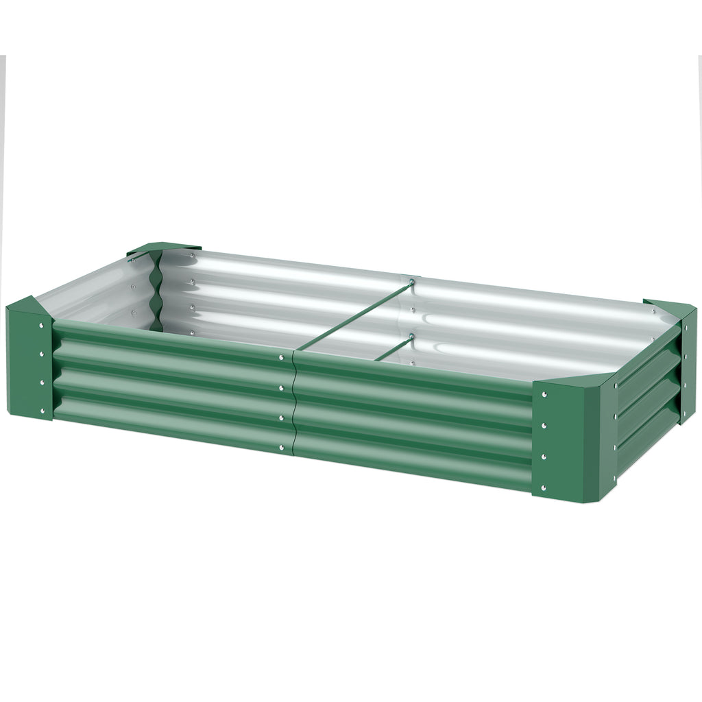 8 x 1.3 x 1.5ft Galvanized Raised Garden Bed, Reinforced Outdoor Planter Box with Open Bottom, Green
