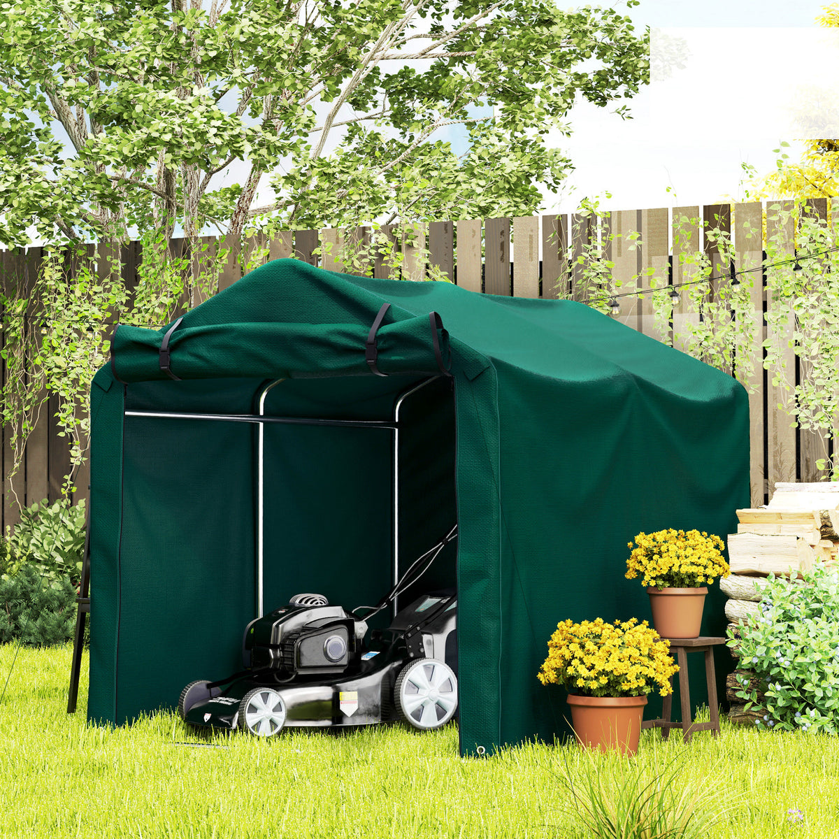 Outdoor Storage Shed, UV Resistant Bike Tent with Roll-up Zipper Door, Portable Shed for Bike, Motorcycle, Dark Grey