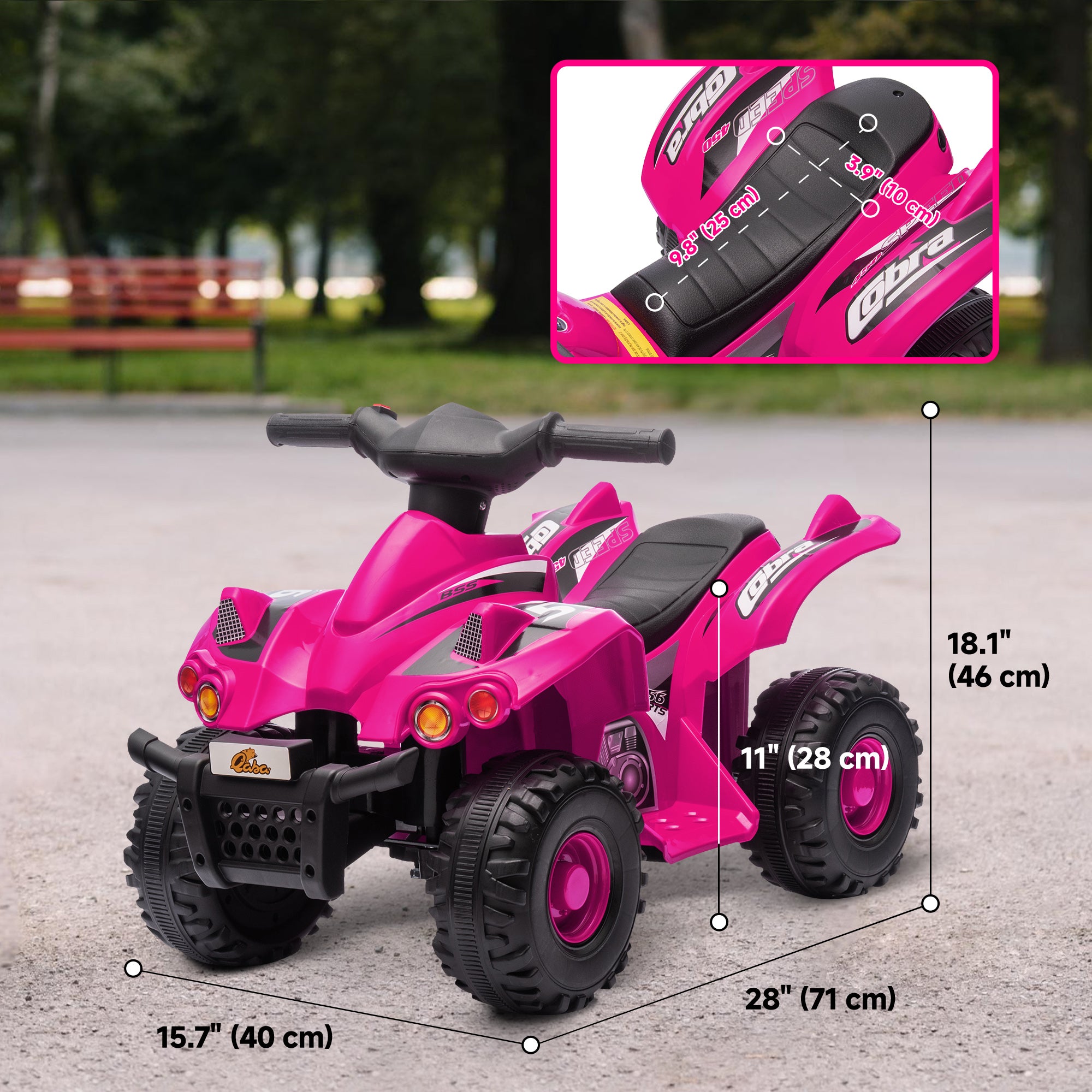 Qaba 6V Kids ATV Quad w/ Music, Forward, for 2-6 Years, Pink