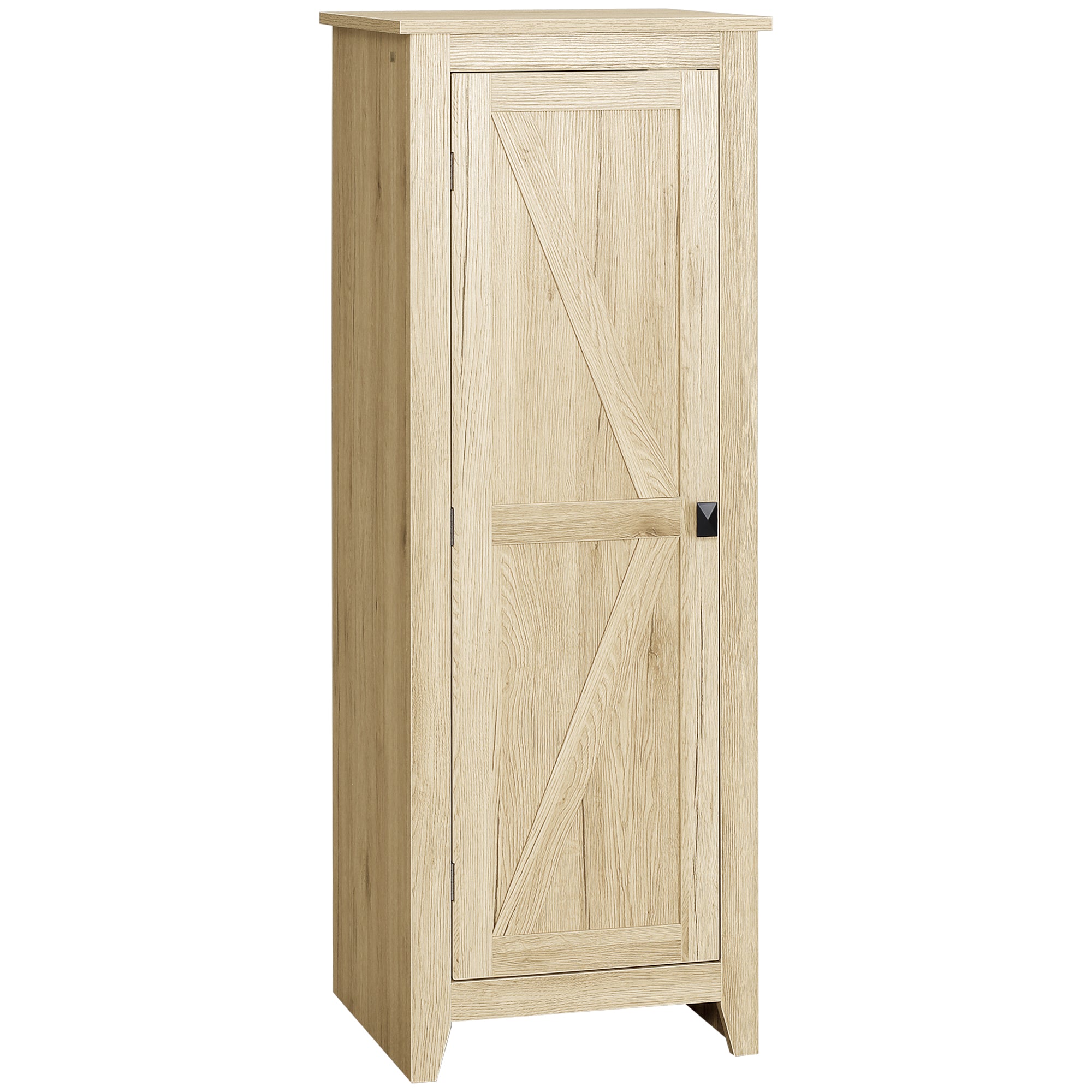 48" Farmhouse Kitchen Pantry Storage Cabinet with Barn Door, Kitchen Pantry Cabinet with Adjustable Shelves, Natural