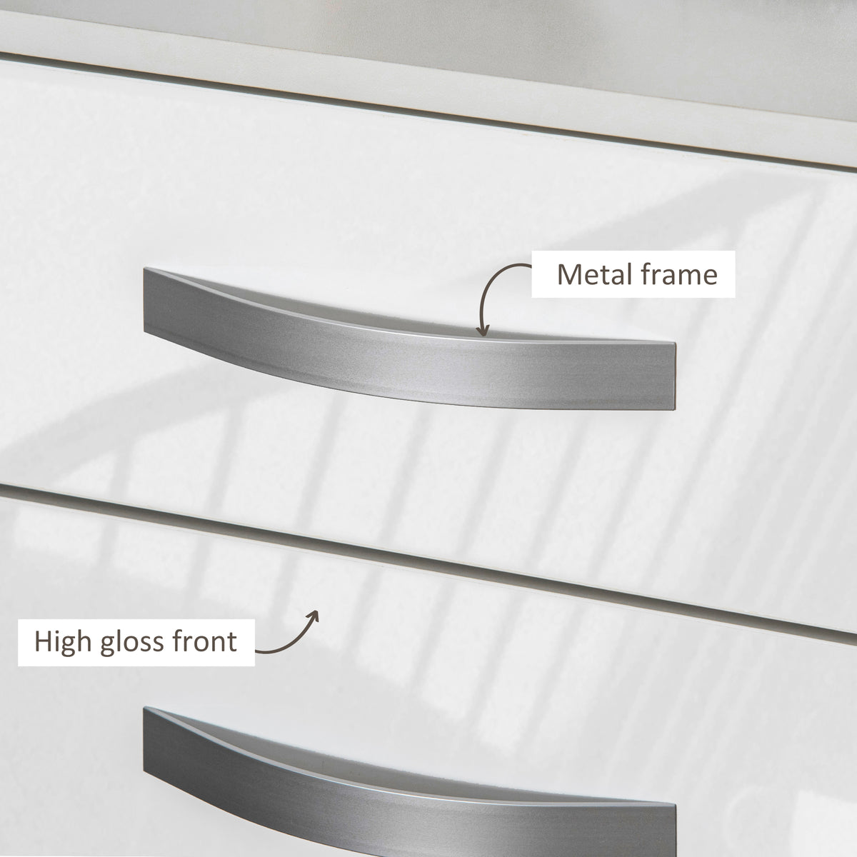 Modern Nightstand Set of 2, Bedside Tables with 3 High Gloss Drawers for Bedroom, White