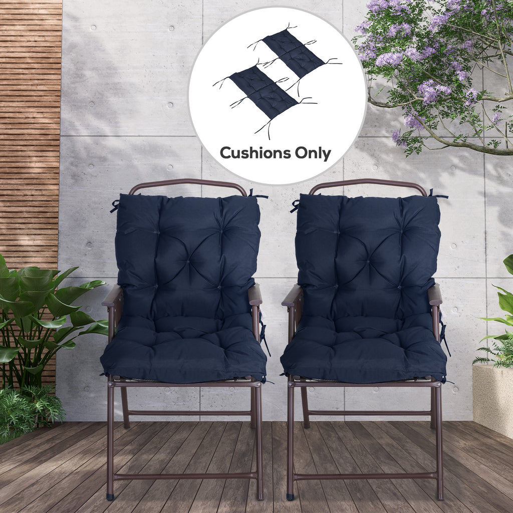 Patio Chair Cushions Set of 2, 39" x 20" x 3" Outdoor Tufted Cushion Set with Ties for Indoor Outdoor Garden Furniture, Dark Grey