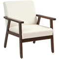Modern Accent Chairs with Cushioned Seat, Upholstered Linen-Feel Armchair for Bedroom, Living Room, Cream White