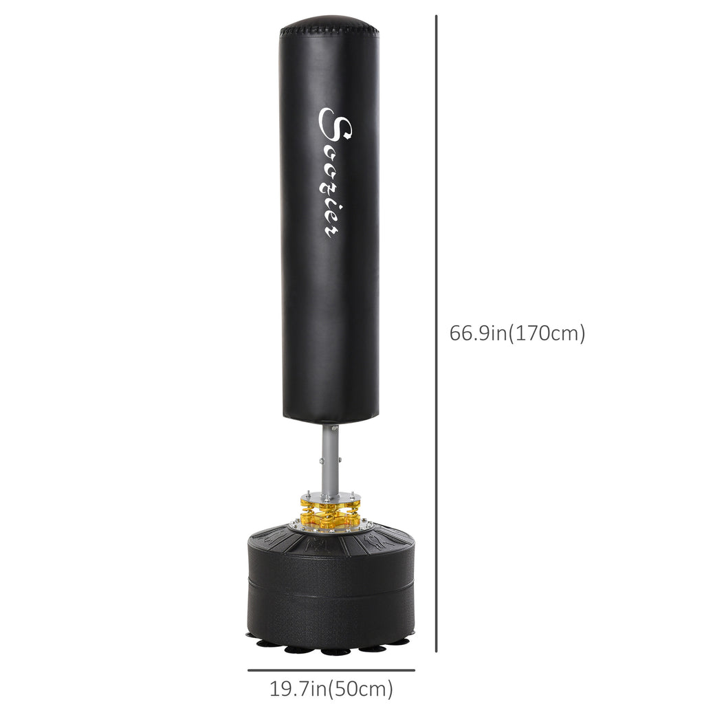 Soozier Freestanding Boxing Punch Bag Stand, Height Adjustable, with Fillable Base, Absorption Springs, Suction Cups