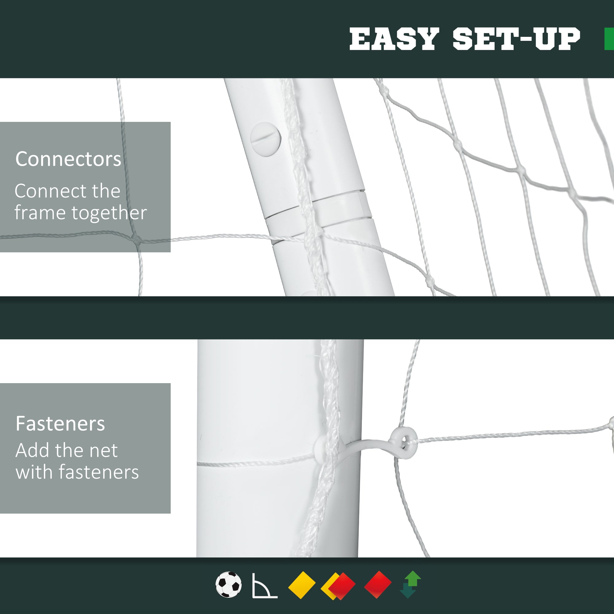 Soozier 9.8 x 6.6ft Soccer Goal, Portable Soccer Practice Net with PE Net for Backyard, Garden, Park, Beach