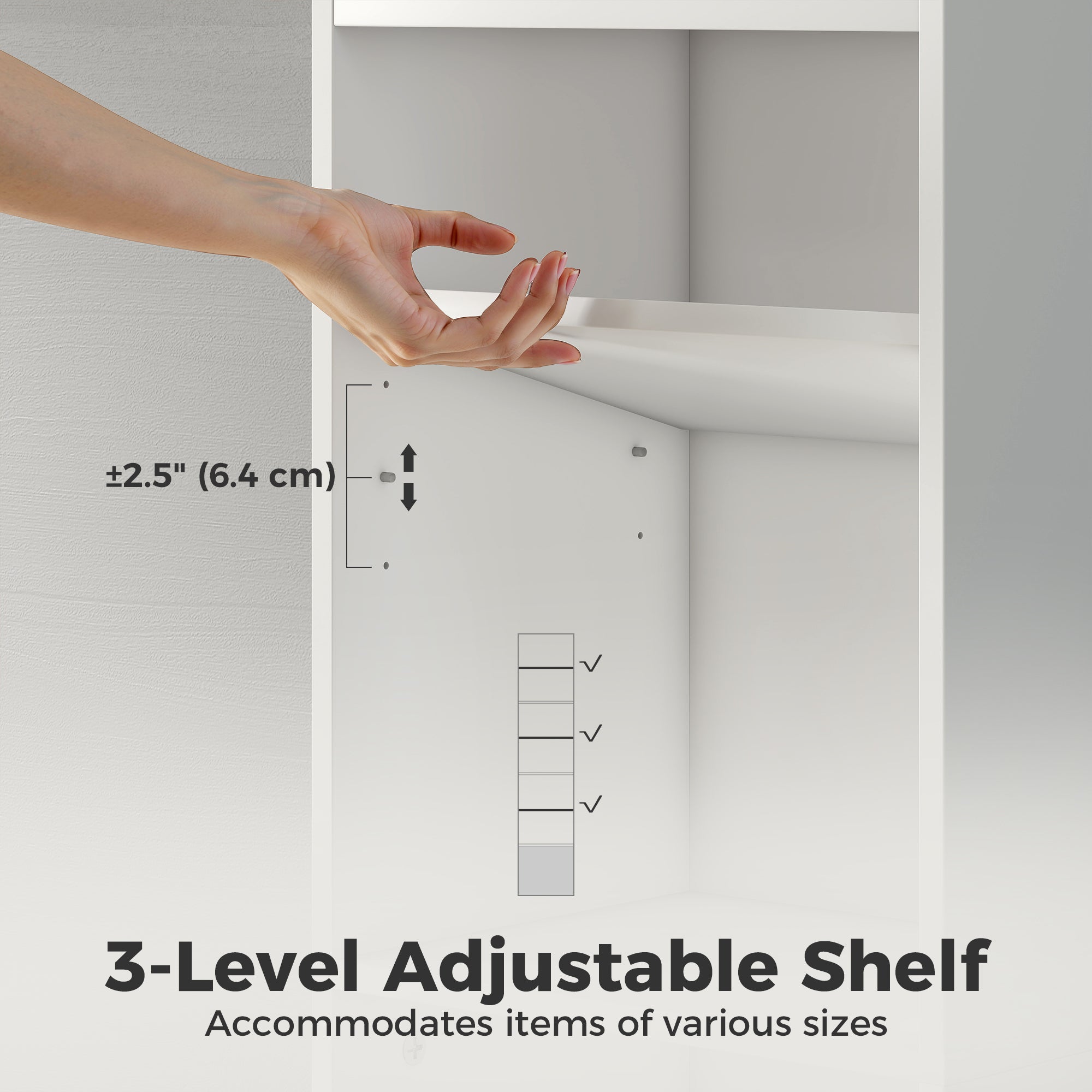 7-Tier Bookcase, Display Shelf Unit with Adjustable Shelf and Cabinet, White