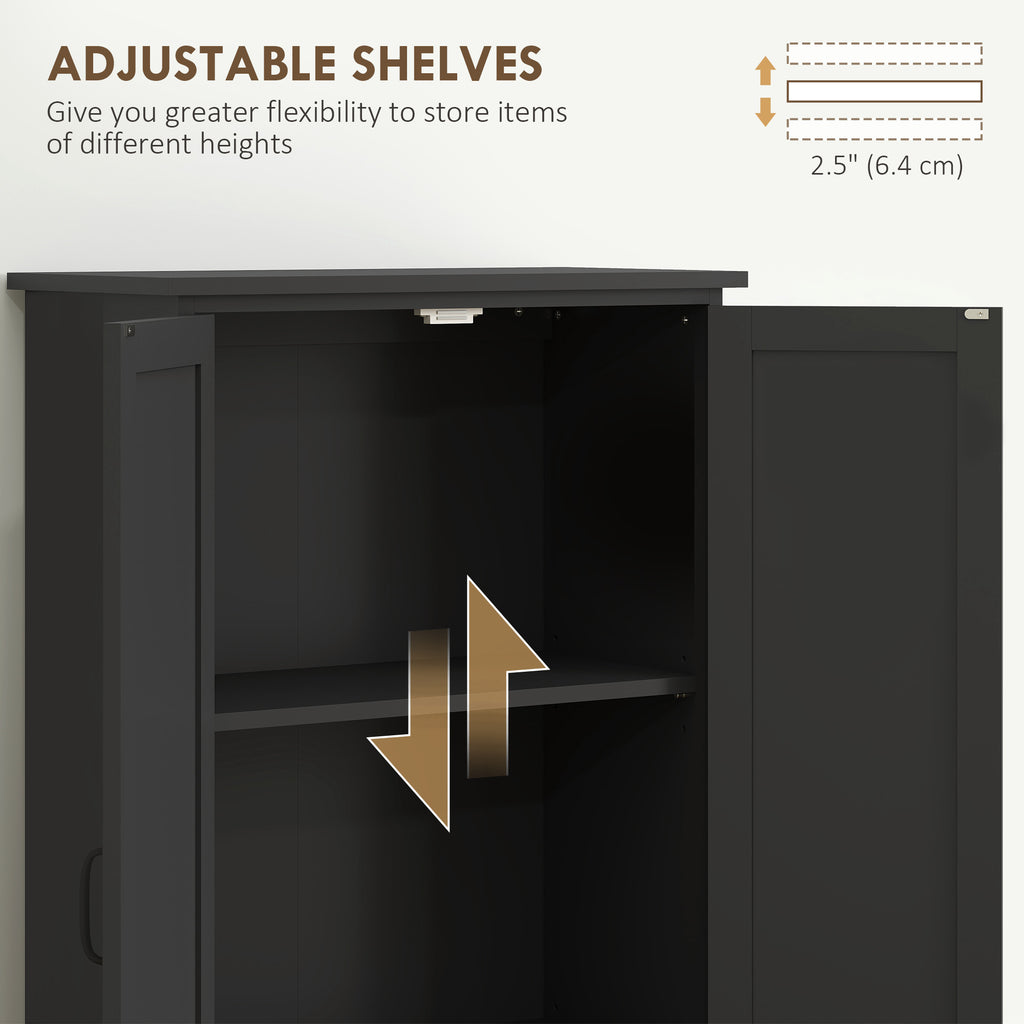 48" 4-Door Storage Cabinet Multi-Storey Large Space Pantry with Adjustable Shelves Black