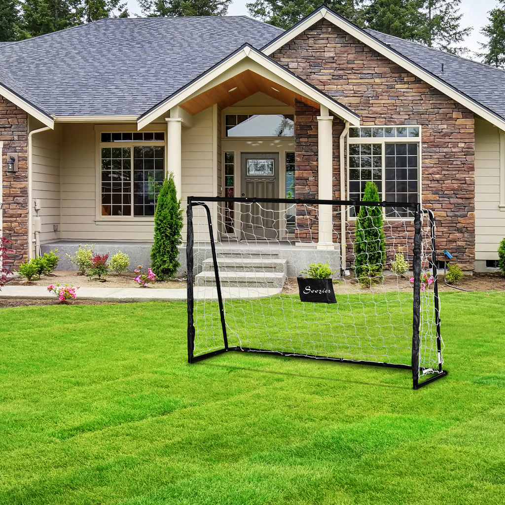 Soozier 6ft x 4ft Soccer Goal Net with Metal Frame, PE Mesh, Ground Stakes, Easy Assembly, Yellow