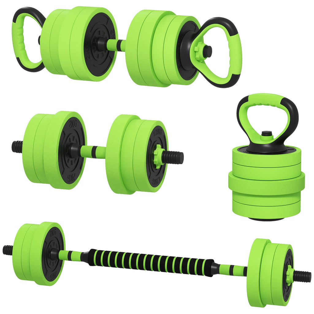Soozier 66lbs 4-in-1 Adjustable Weight Dumbbell Set, Barbell, Kettlebell, Push Up Stand, Red