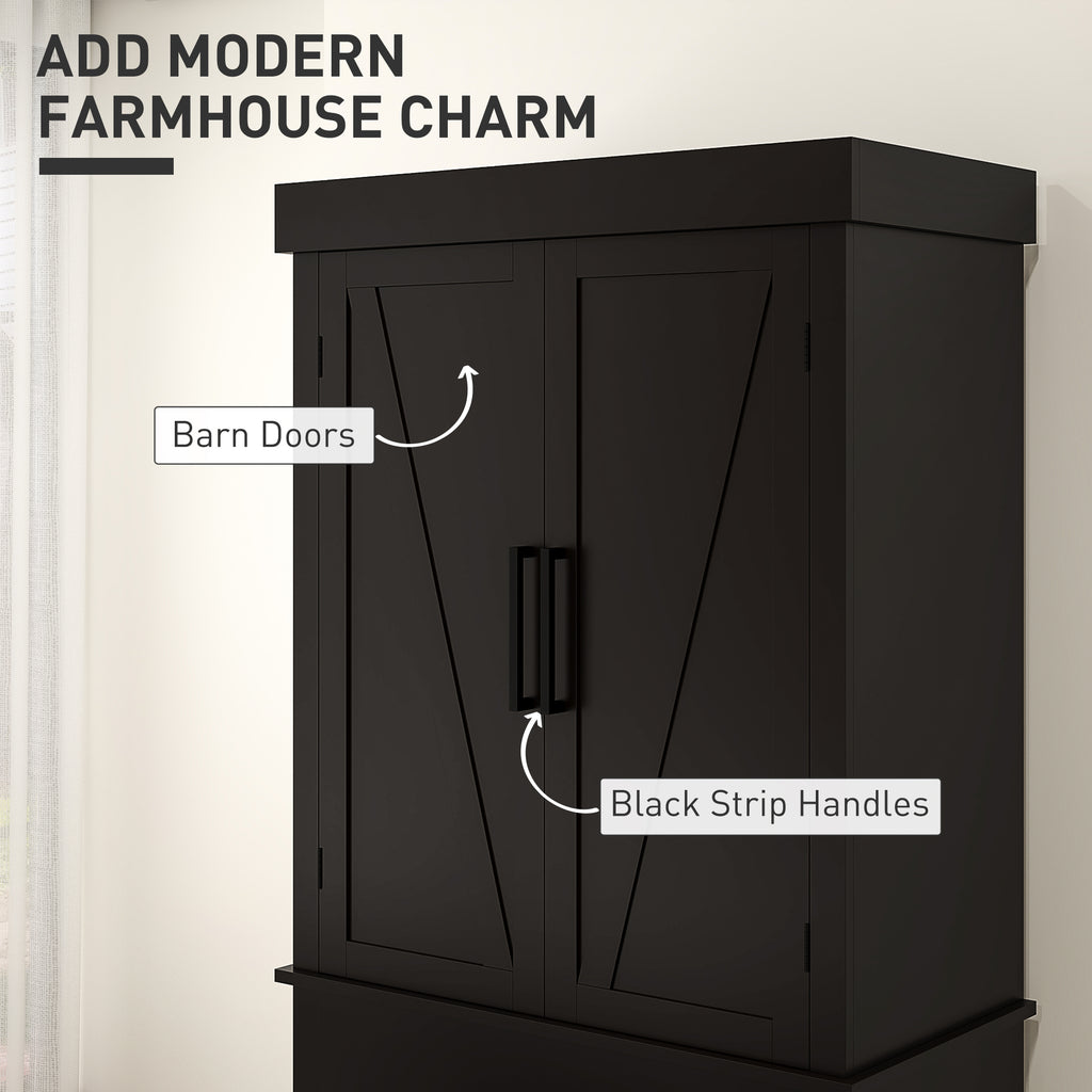 72" Kitchen Storage Cabinet, Farmhouse Kitchen Pantry Cabinet with 4 Barn Doors, Drawer, Adjustable Shelves, White
