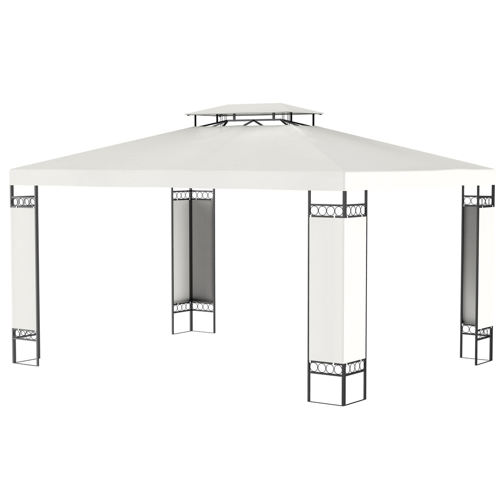 10' x 13' ደጋዊ ጋዜቦ፣ ድርብ ጣሪያ ደጋዊ ጋዜቦ ካኖፒ መከላኸሊ ምስ ስክሪን ዝሓበረ ኣእማን ፍሬም፣ ጻዕዳ