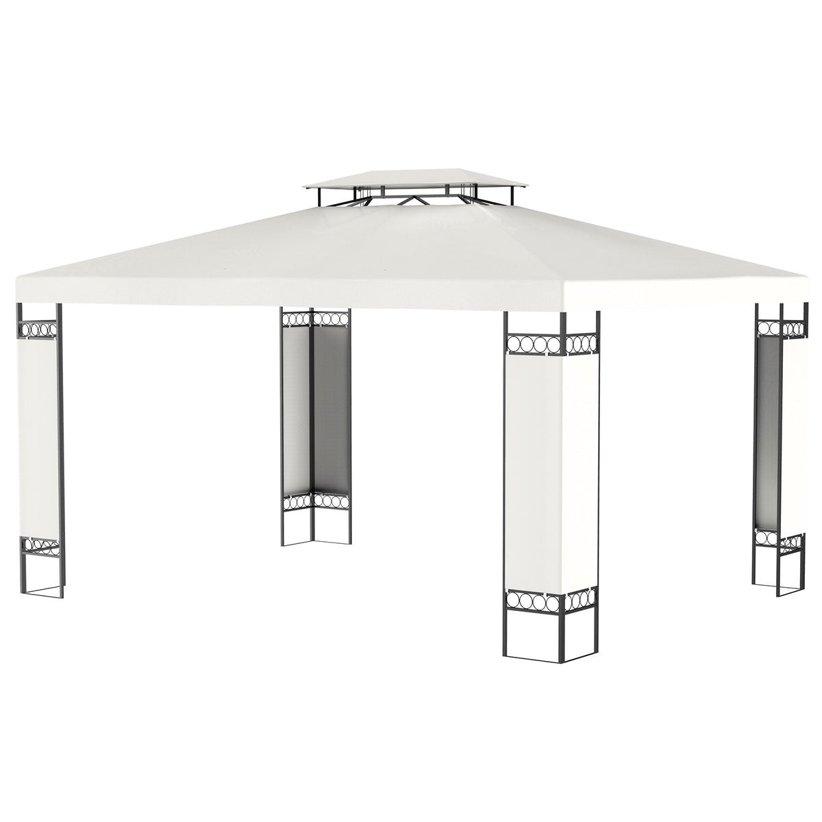 10' x 13' ደጋዊ ጋዜቦ፣ ድርብ ጣሪያ ደጋዊ ጋዜቦ ካኖፒ መከላኸሊ ምስ ስክሪን ዝሓበረ ኣእማን ፍሬም፣ ጻዕዳ