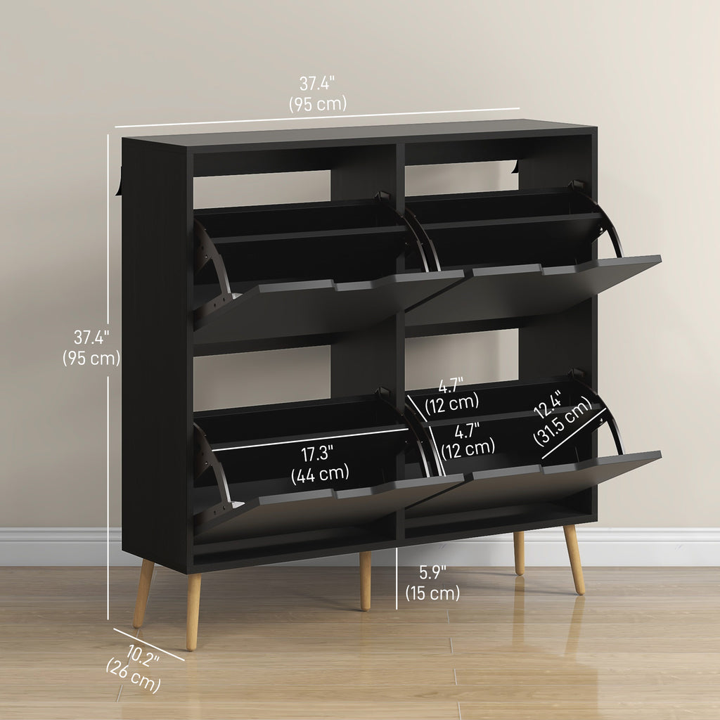 Shoe Storage Cabinet with 4 Flip Drawers and Adjustable Shelf, Shoe Cabinet for 8-16 Pairs of Shoes, White