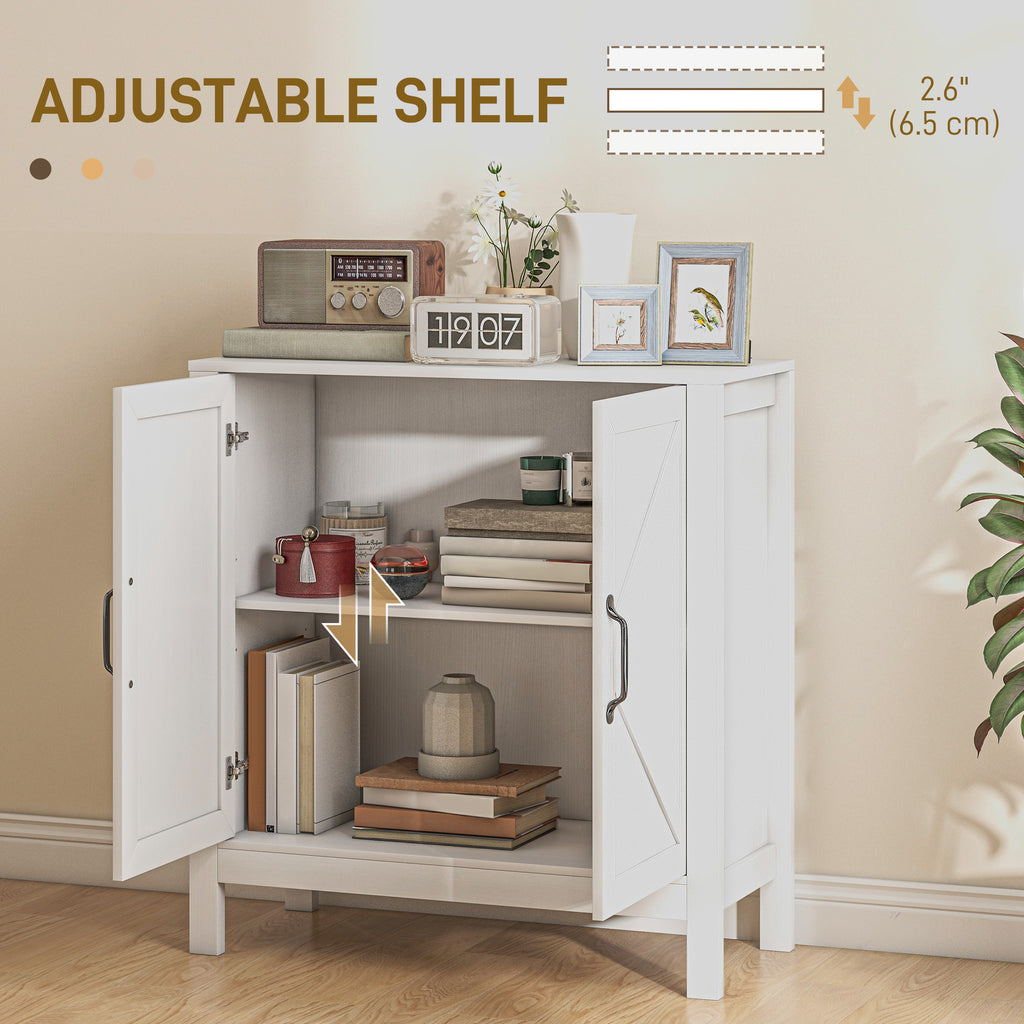 Sideboard Buffet, Kitchen Storage Cabinet with Barn Door and Adjustable Shelves, Storage Pantry, White Wood Grain