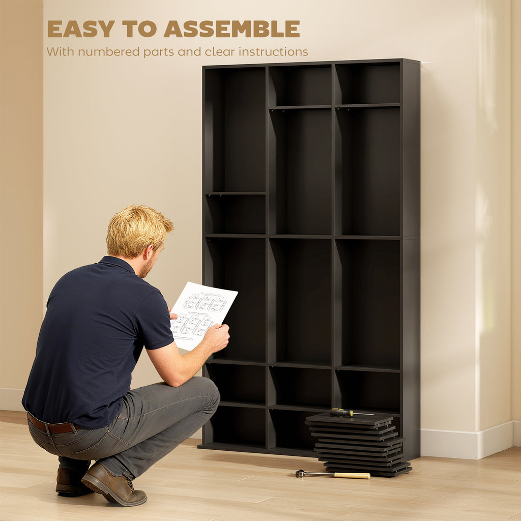 Media Storage Cabinet, 8-Tier DVD Shelf with 18 Adjustable Shelves, Holds 1032 CDs, 594 DVDs or Blu-rays, Black