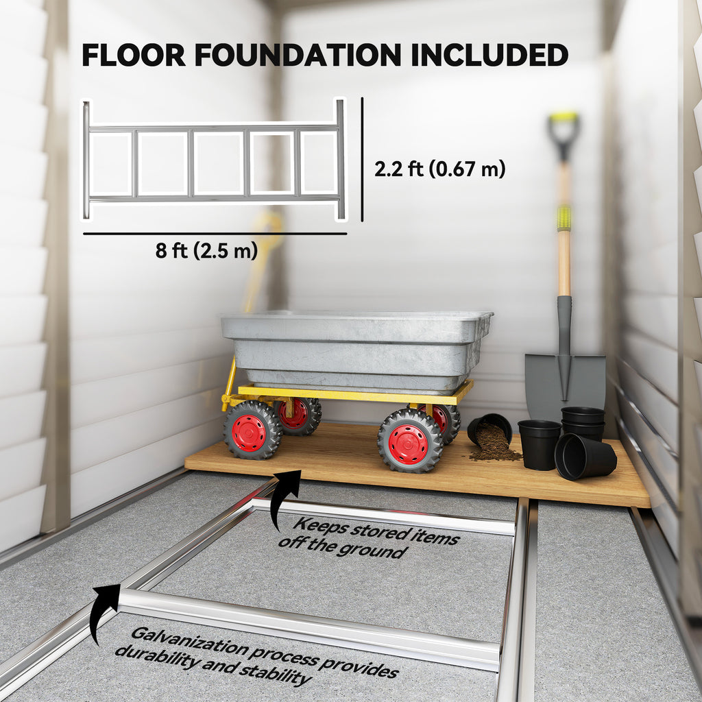 4.6' x 9' Steel Outdoor Storage Shed, Lean to Shed, Metal Tool House with Foundation Kit, Lockable Doors, Gloves and 2 Air Vents for Backyard, Patio, Lawn, Grey