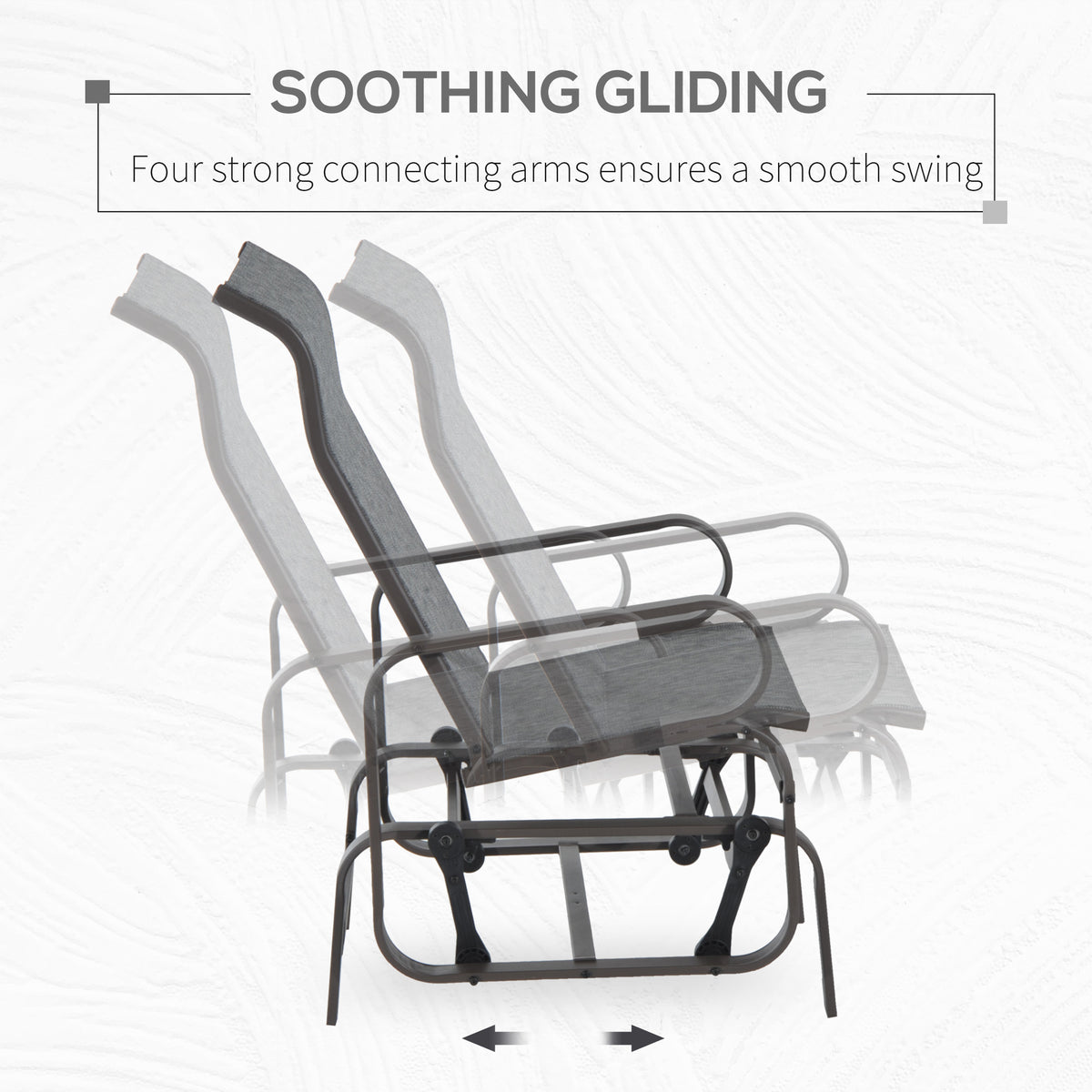Patio Glider with Breathable Mesh Fabric, Outdoor Glider Chair, Garden Rocking Gliding Seat for Patio, Yard, Porch, Grey