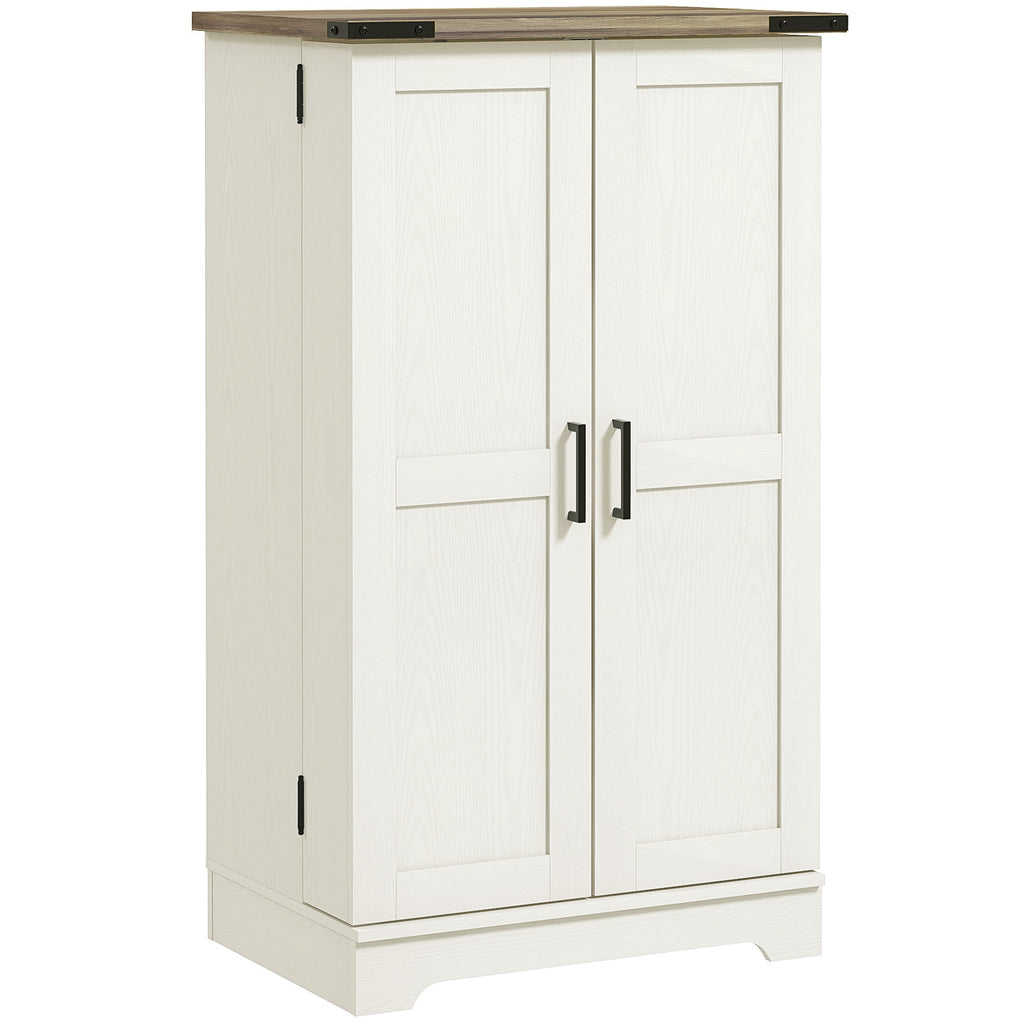 Farmhouse Kitchen Pantry Storage Cabinet, Kitchen Pantry Cabinet with Doors and Adjustable Shelves, Cream White