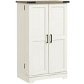 Farmhouse Kitchen Pantry Storage Cabinet, Kitchen Pantry Cabinet with Doors and Adjustable Shelves, Cream White