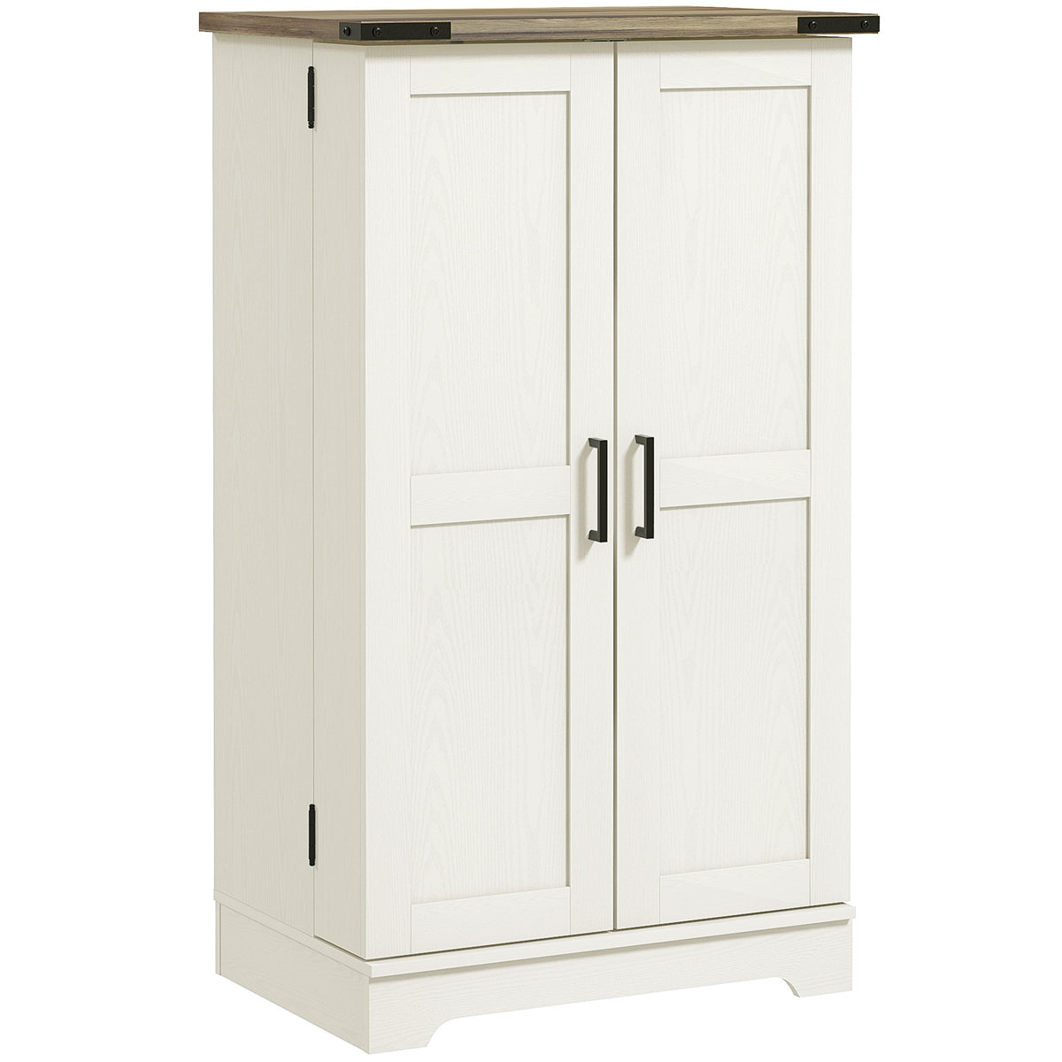 Farmhouse Kitchen Pantry Storage Cabinet, Kitchen Pantry Cabinet with Doors and Adjustable Shelves, Cream White