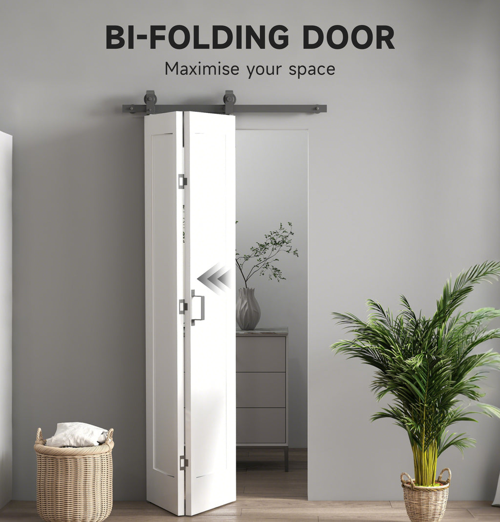 35" x 83" Sliding Door with 3.6FT Bi-Folding Door, Hardware Kit Included & Handle, DIY Paintable MDF Surface