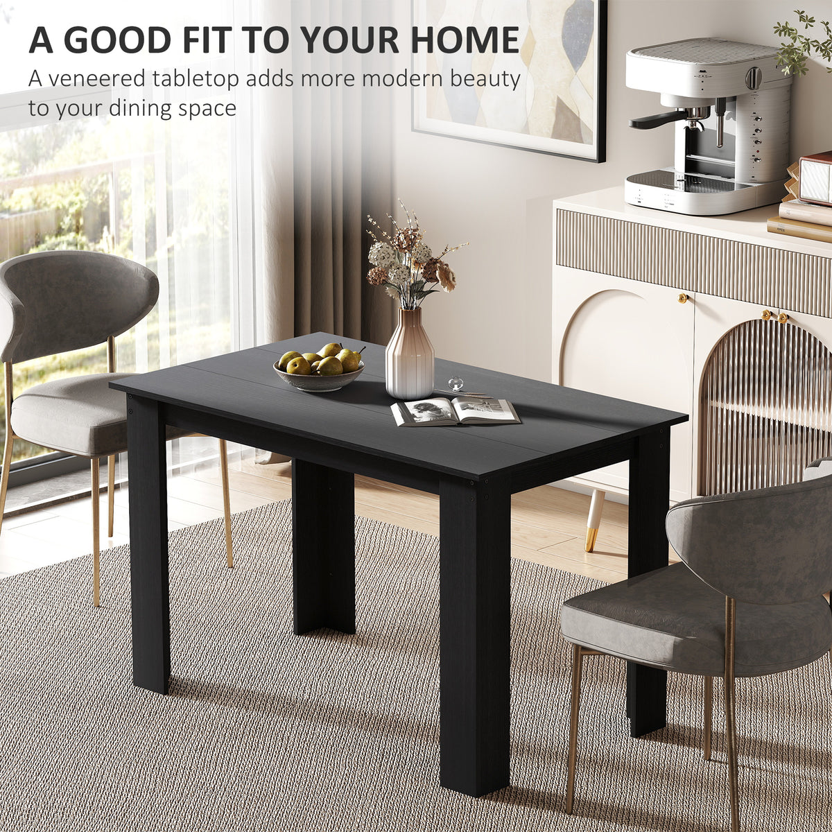 47" Kitchen Table for 4-6 People, Dining Table with Wood Effect for Dining Room, Oak