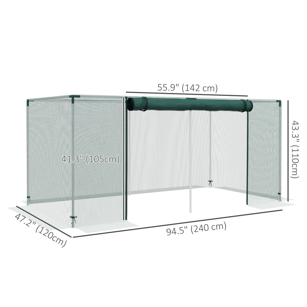 Galvanized Steel Crop Cage, Plant Protection Tent with Zippered Door, 4' x 4', Green