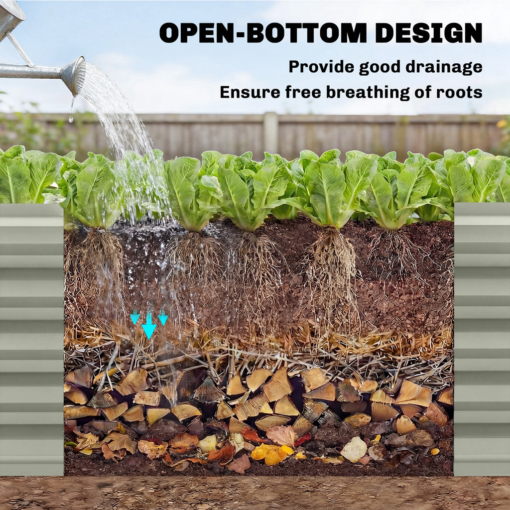 8 x 2.6 x 1.5ft Galvanized Raised Garden Bed, Reinforced Outdoor Planter Box with Open Bottom, Light Green