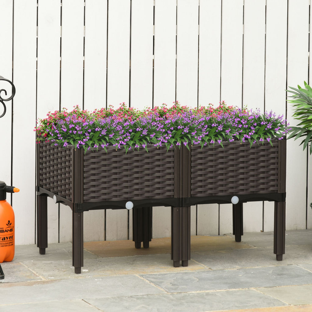 4-piece Raised Garden Bed PP Raised Flower Bed Plant Stand Stackable Vegetable Herb Grow Box