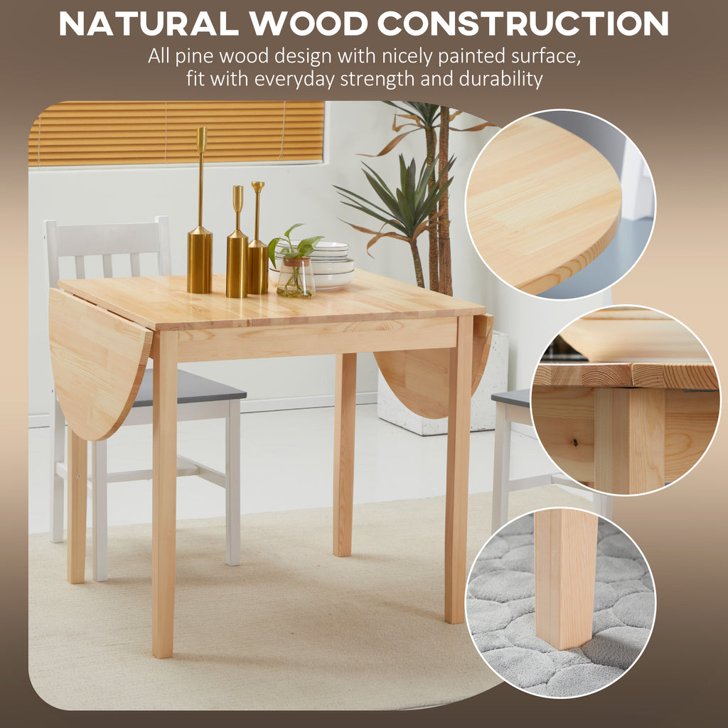 Solid Wood Kitchen Table, Drop Leaf Tables for Small Spaces, Folding Dining Table, Natural