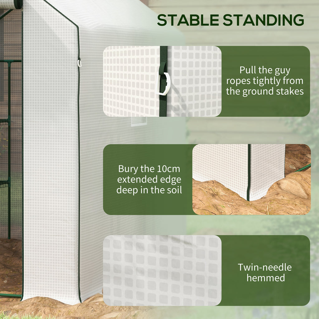 Portable Greenhouse, Walk-In Small Outdoor Green House with 2 Tier U-Shaped Flower Rack Shelves, 4.6' x 4.7', Green