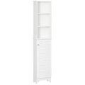 Tall Bathroom Storage Cabinet, Freestanding Linen Tower with 3-Tier Open Adjustable Shelf, White