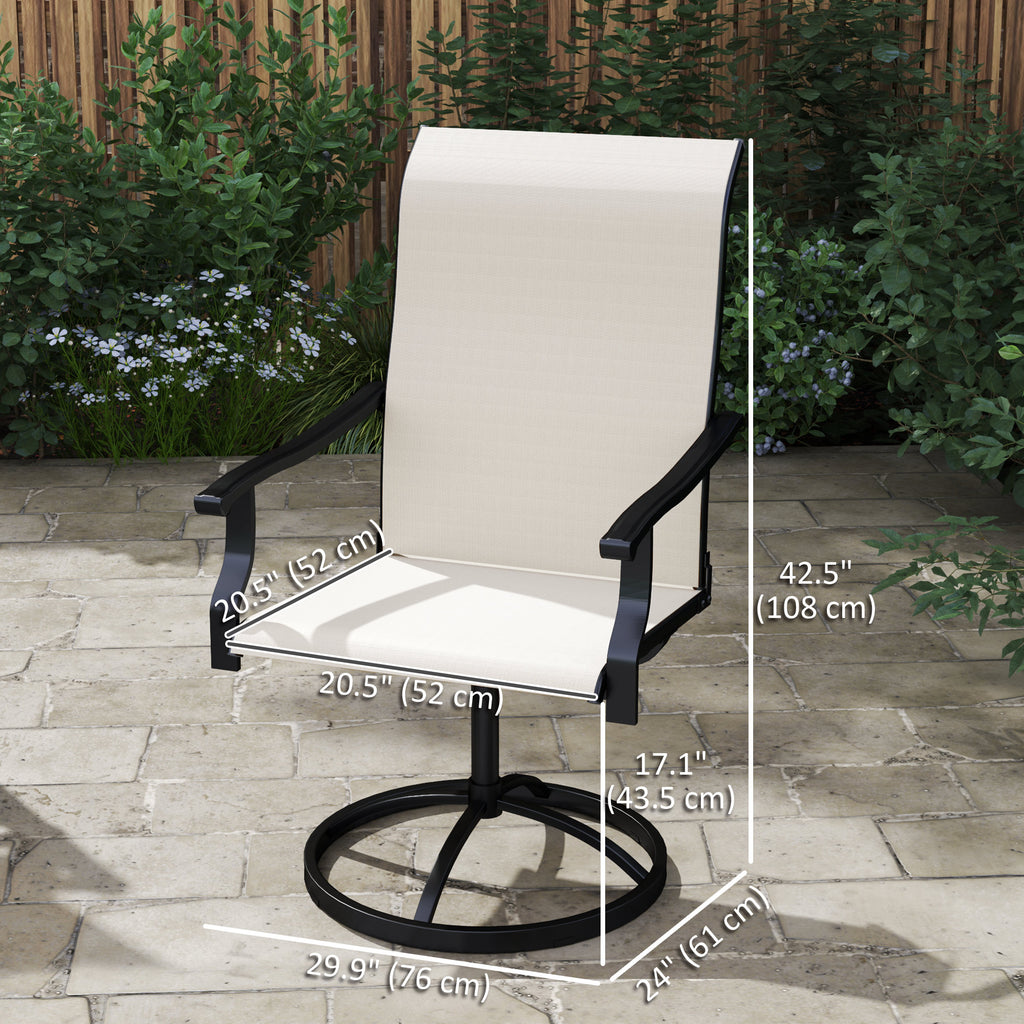 Outdoor Swivel Dining Chairs Set of 2, High Back Swivel Chairs with All Weather Mesh for Deck, Backyard, Poolside, Grey