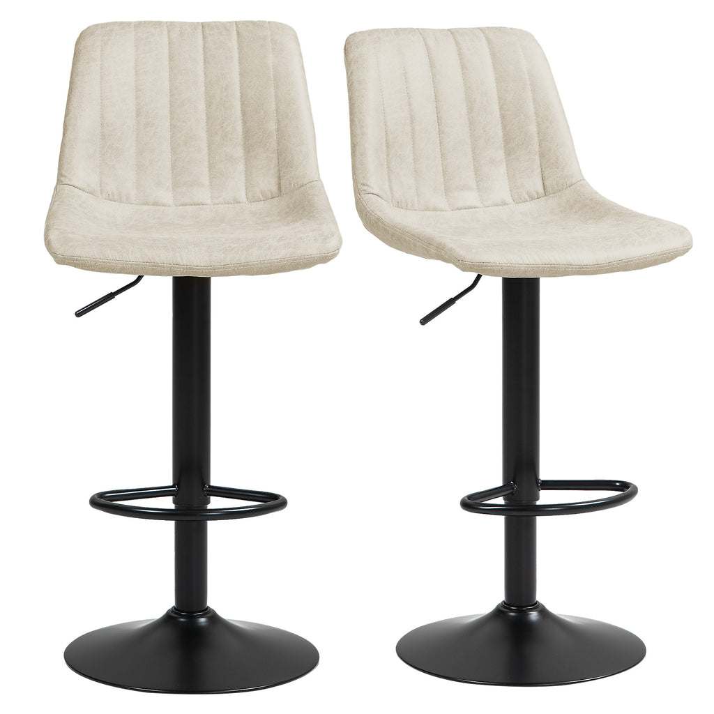 Counter Height Bar Stools Set of 2, Adjustable Height Bar Chairs with Swivel Seat, Leathaire Upholstery