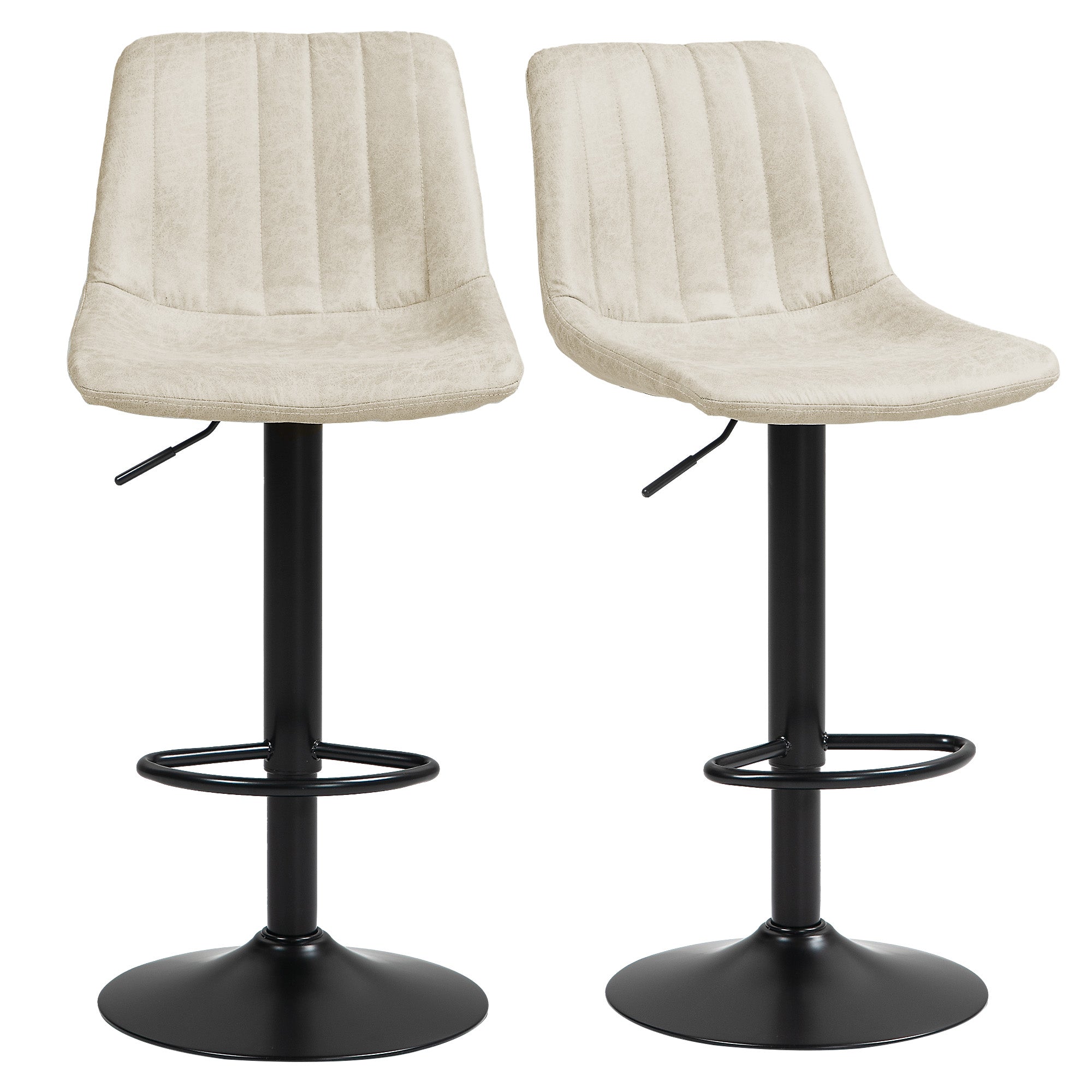 Counter Height Bar Stools Set of 2, Adjustable Height Bar Chairs with Swivel Seat, Leathaire Upholstery