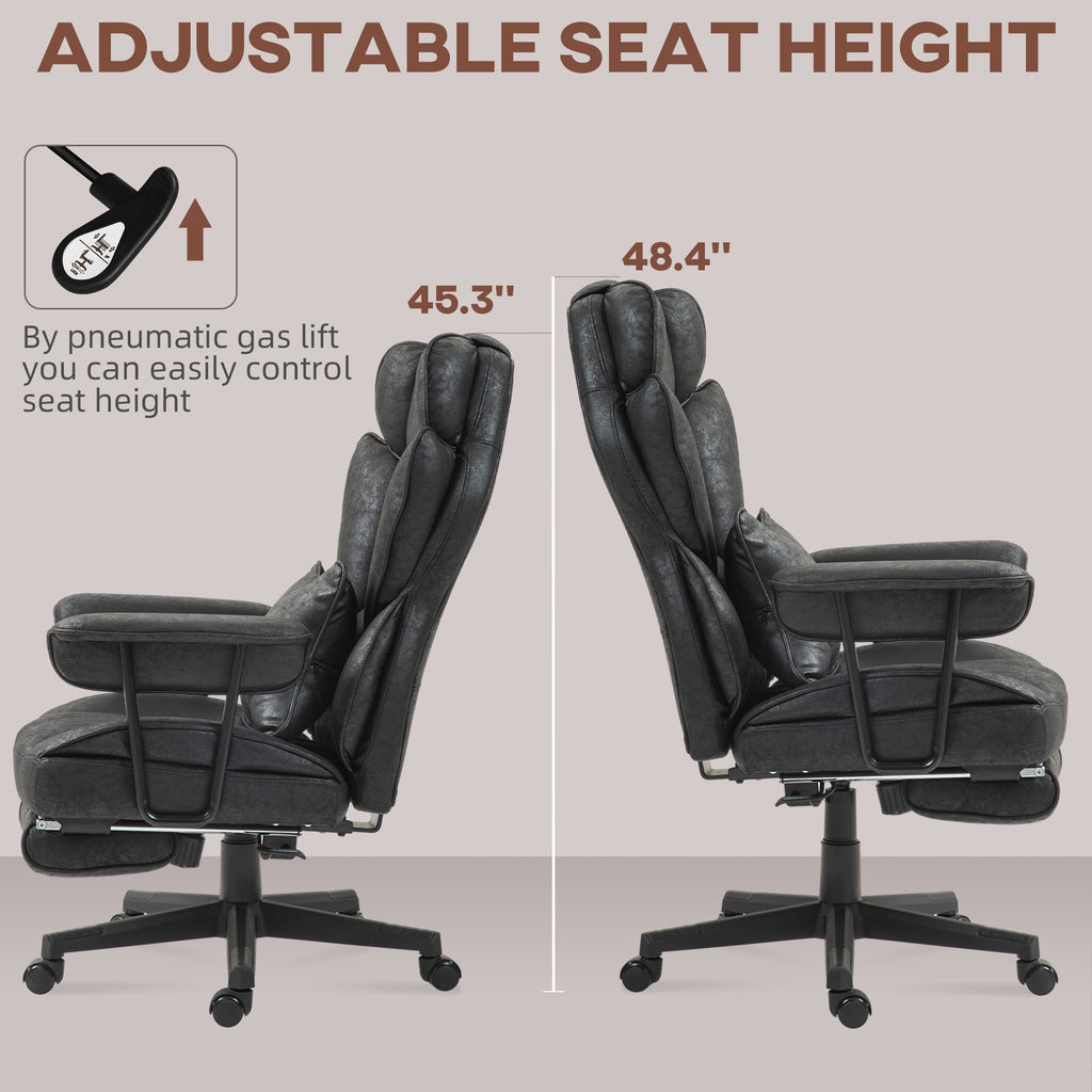 Big and Tall Office Chair with Foot Rest, 400LBS High Back Desk Chair with Padded Armrests, Lumbar Support, Black