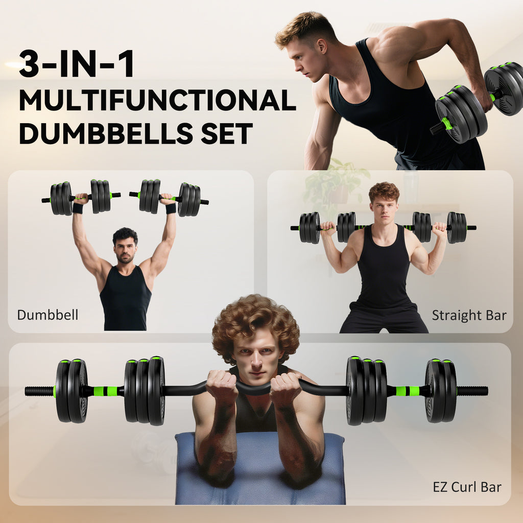 Soozier Adjustable Dumbbell Set, 3 in 1 Weights Dumbbells Set for Home Gym, 33lb Free Weights with Connector and Non-Slip Grip