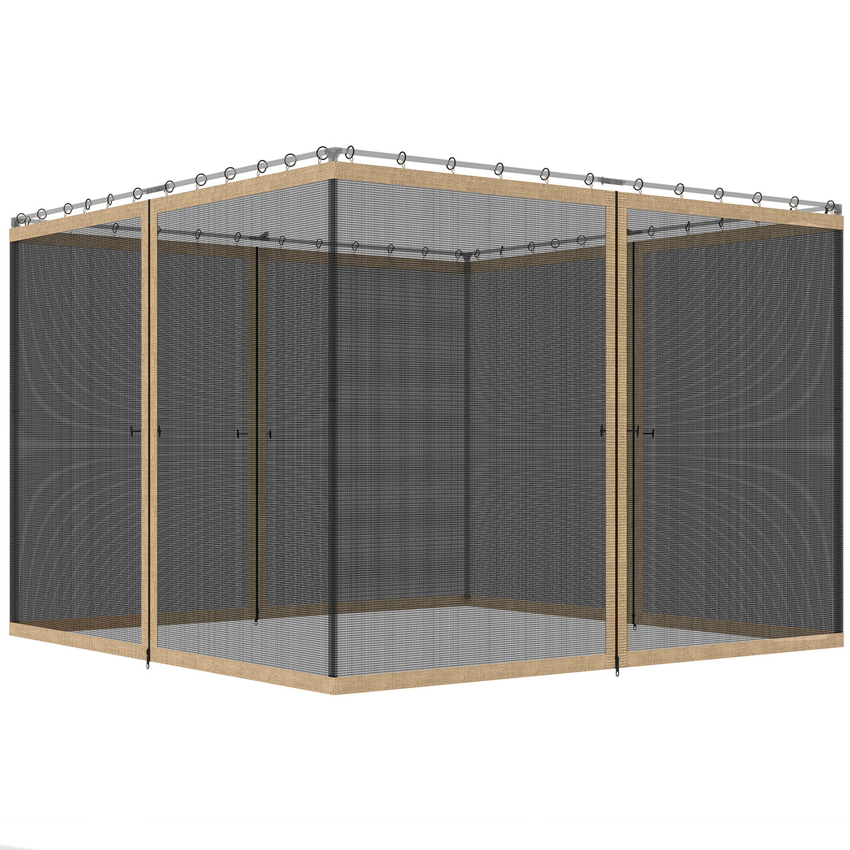 Replacement Mosquito Netting for Gazebo 12' x 12' Black Screen Walls for Canopy with Zippers, Khaki