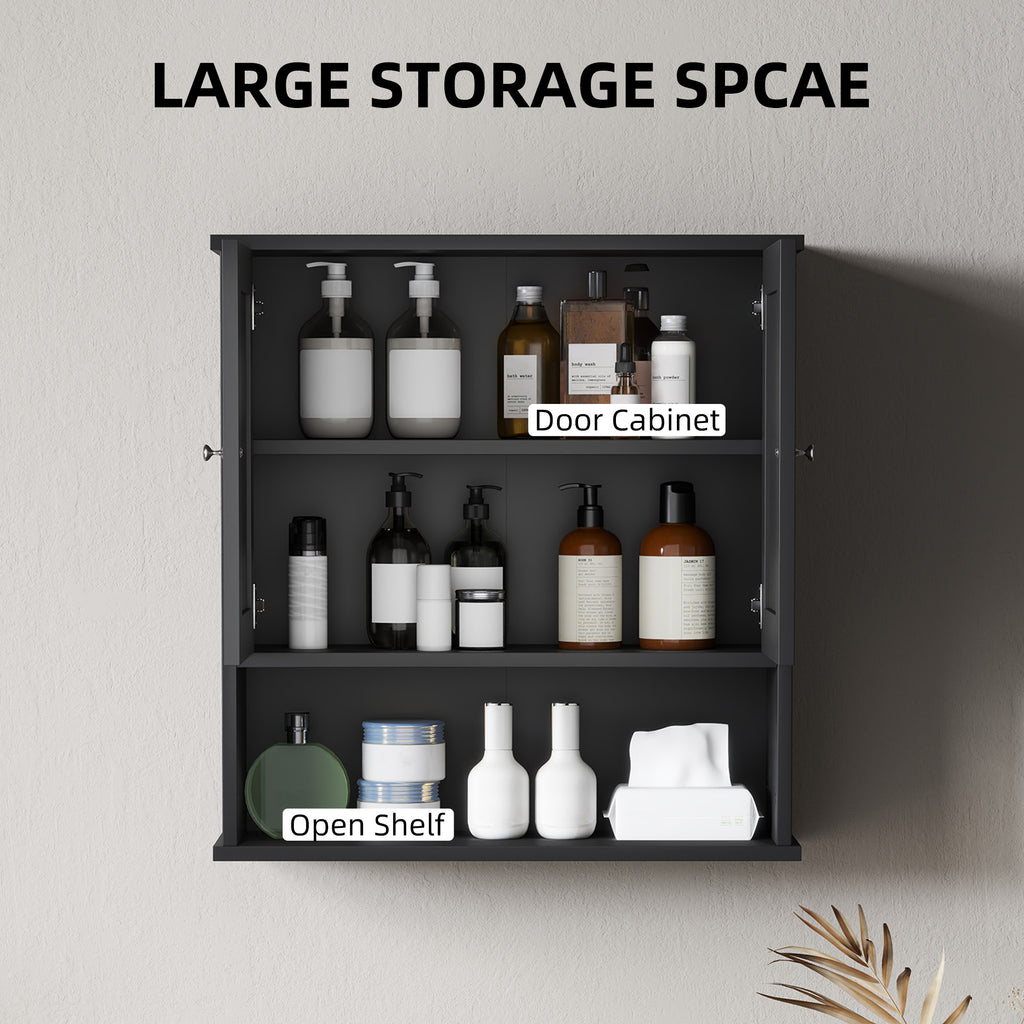 Farmhouse Bathroom Medicine Cabinet, Wall Cabinet with Barn Doors, and Adjustable Shelf for Laundry Room, White