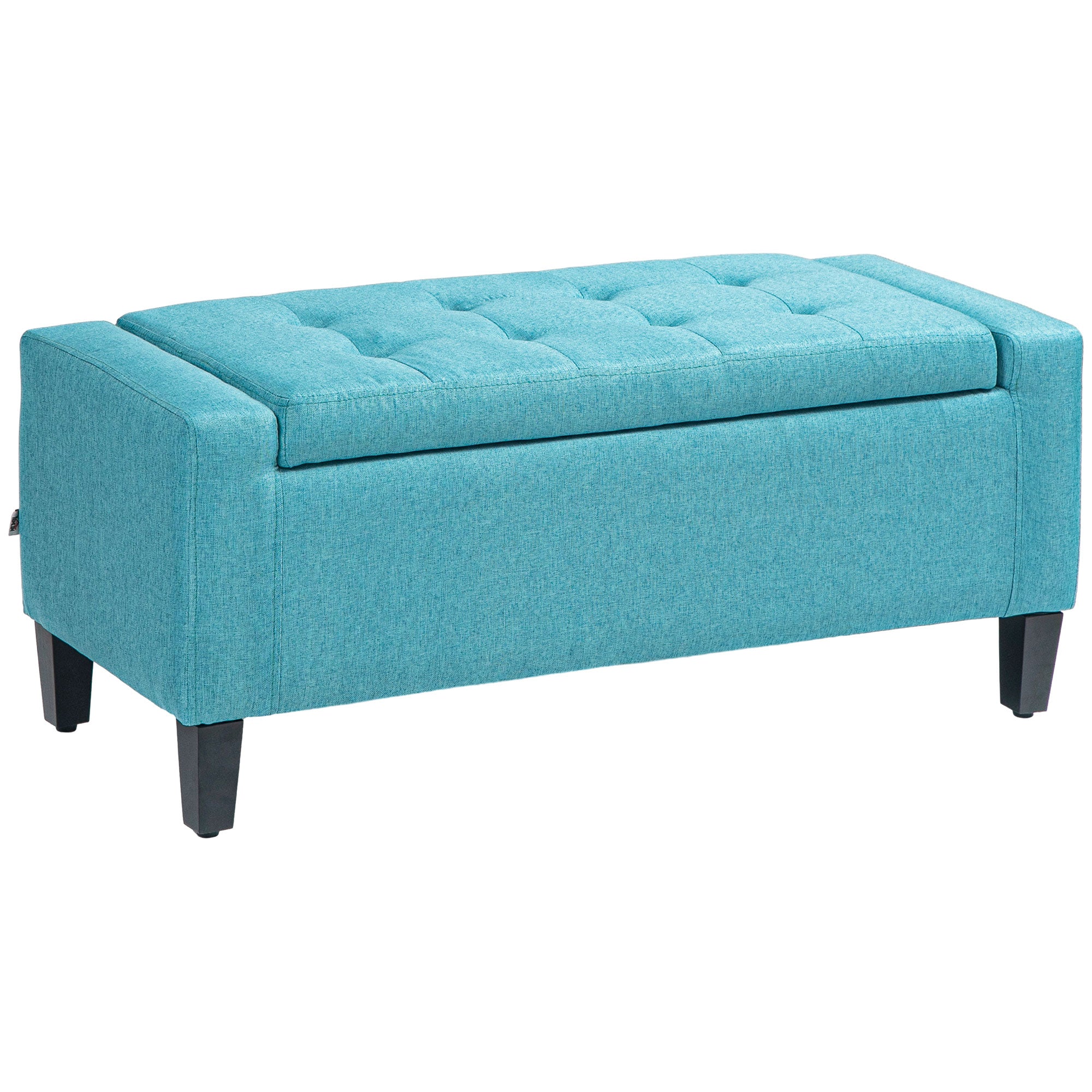 Storage Ottoman Bench, Linen Upholstered Bench with Tufted Design, Brown