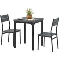 Dining Table Set for 2, 3 Piece Kitchen Table and Chairs with Metal Legs for Small Spaces, Grey Wood Effect