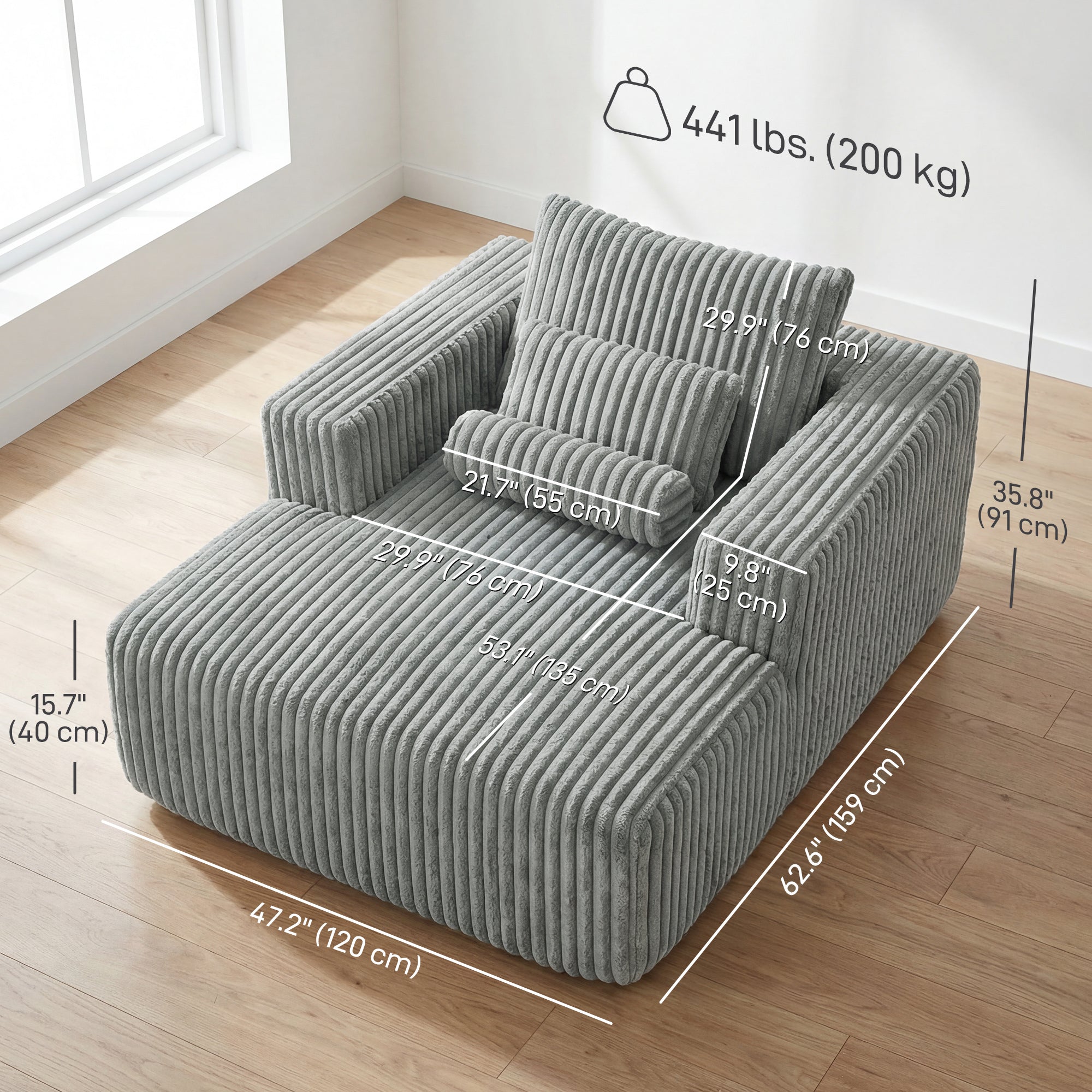 Sofa Bed, Sleeper Chair Bed with Pillow, Single, Grey