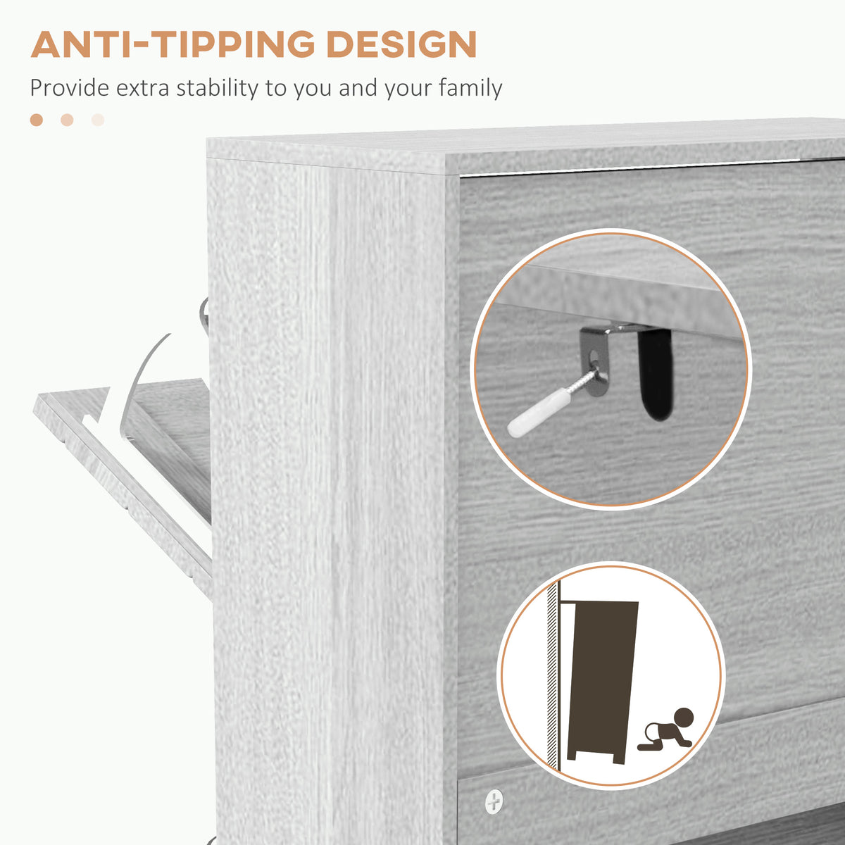 Shoe Storage Cabinet with 3 Flip Drawers, Narrow and Slim, 12 Pair of Shoes Organizer for Hallway, Entryway
