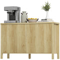 47" Buffet Cabinet with Storage, Fluted Sideboard with Push to Open Design, 2 Adjustable Shelves and 4 Doors, Natural