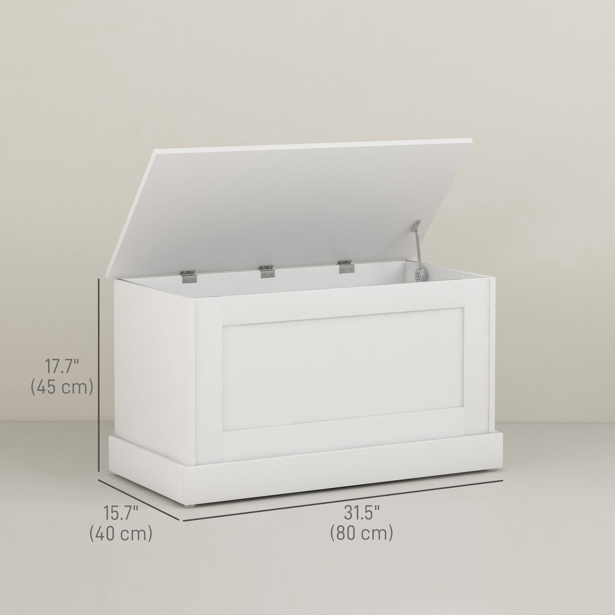 31.5 Inches Storage Chest, Storage Trunk with Safety Hinge, Wooden Box for Living Room, White Wood Grain