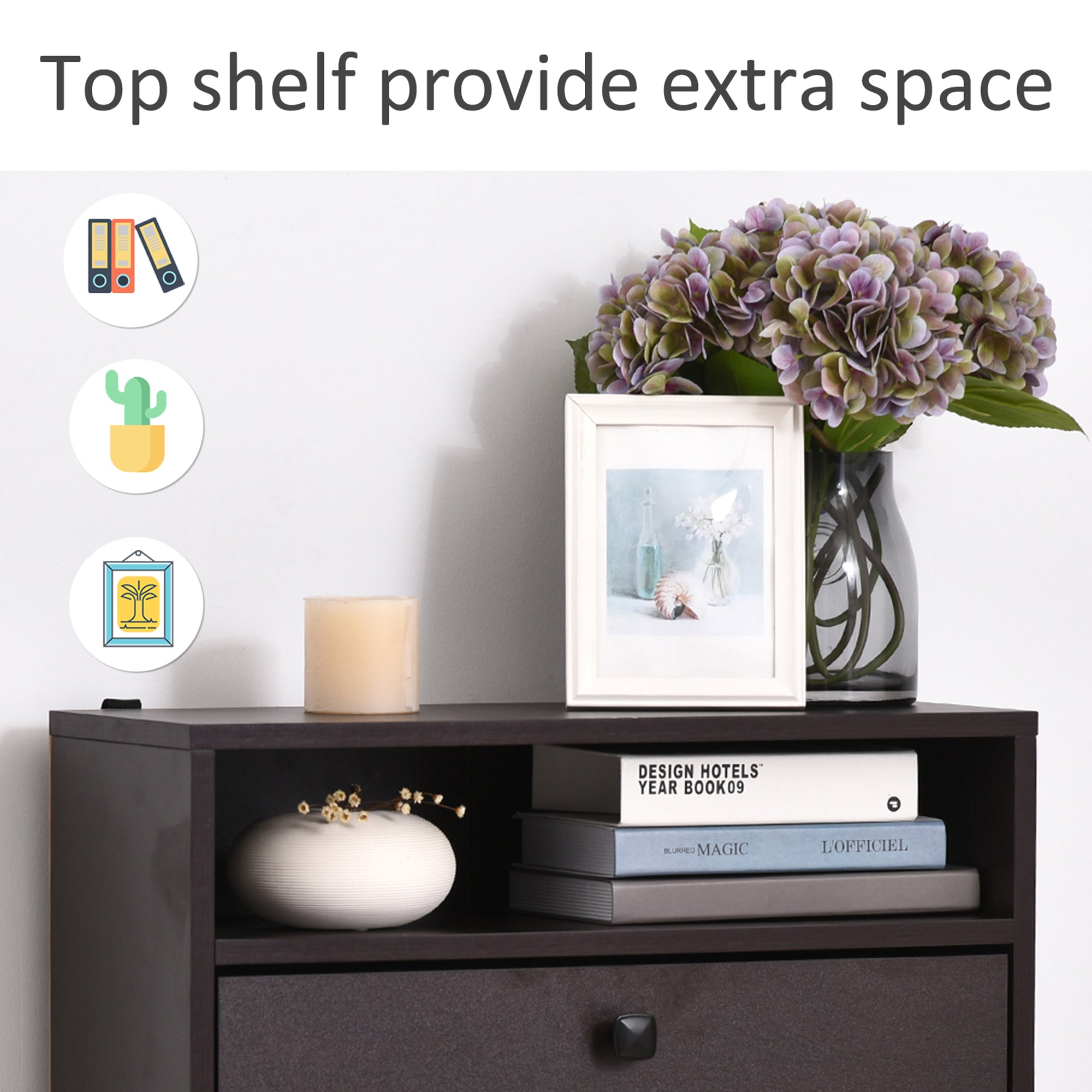 Slim Shoe Storage with 3 Flip Drawers and Adjustable Shelves Shoe Cabinet Organizer for 9 Pair, Coffee