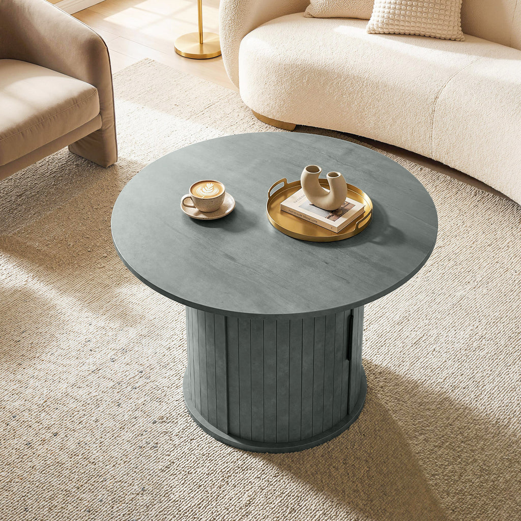Round Coffee Table, 31.5" Center Table, Cement Grey
